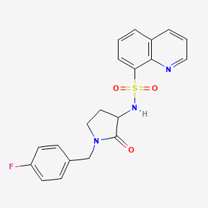 molecular formula C20H18FN3O3S B7040271 N-[1-[(4-fluorophenyl)methyl]-2-oxopyrrolidin-3-yl]quinoline-8-sulfonamide 