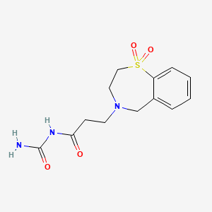 molecular formula C13H17N3O4S B7040356 N-carbamoyl-3-(1,1-dioxo-3,5-dihydro-2H-1lambda6,4-benzothiazepin-4-yl)propanamide 