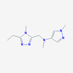 molecular formula C11H18N6 B7040478 N-[(5-ethyl-4-methyl-1,2,4-triazol-3-yl)methyl]-N,1-dimethylpyrazol-4-amine 