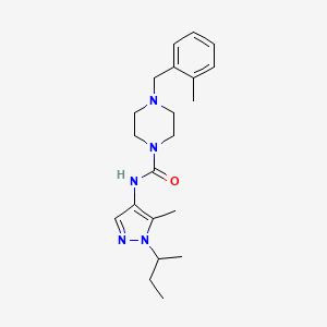 molecular formula C21H31N5O B7040660 N-(1-butan-2-yl-5-methylpyrazol-4-yl)-4-[(2-methylphenyl)methyl]piperazine-1-carboxamide 