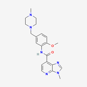 molecular formula C21H26N6O2 B7040809 N-[2-methoxy-5-[(4-methylpiperazin-1-yl)methyl]phenyl]-3-methylimidazo[4,5-b]pyridine-7-carboxamide 