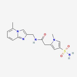 molecular formula C16H19N5O3S B7040858 N-[(5-methylimidazo[1,2-a]pyridin-2-yl)methyl]-2-(1-methyl-4-sulfamoylpyrrol-2-yl)acetamide 