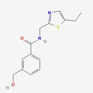 molecular formula C14H16N2O2S B7040860 N-[(5-ethyl-1,3-thiazol-2-yl)methyl]-3-(hydroxymethyl)benzamide 