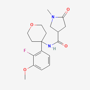 molecular formula C18H23FN2O4 B7040970 N-[4-(2-fluoro-3-methoxyphenyl)oxan-4-yl]-1-methyl-5-oxopyrrolidine-3-carboxamide 