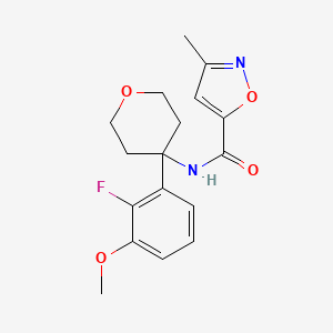 molecular formula C17H19FN2O4 B7040971 N-[4-(2-fluoro-3-methoxyphenyl)oxan-4-yl]-3-methyl-1,2-oxazole-5-carboxamide 