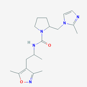 molecular formula C18H27N5O2 B7041043 N-[1-(3,5-dimethyl-1,2-oxazol-4-yl)propan-2-yl]-2-[(2-methylimidazol-1-yl)methyl]pyrrolidine-1-carboxamide 