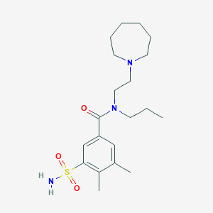 molecular formula C20H33N3O3S B7041131 N-[2-(azepan-1-yl)ethyl]-3,4-dimethyl-N-propyl-5-sulfamoylbenzamide 