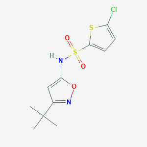 molecular formula C11H13ClN2O3S2 B7041205 N-(3-tert-butyl-1,2-oxazol-5-yl)-5-chlorothiophene-2-sulfonamide 
