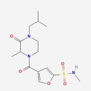 molecular formula C15H23N3O5S B7041366 N-methyl-4-[2-methyl-4-(2-methylpropyl)-3-oxopiperazine-1-carbonyl]furan-2-sulfonamide 
