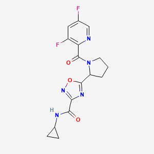 molecular formula C16H15F2N5O3 B7041523 N-cyclopropyl-5-[1-(3,5-difluoropyridine-2-carbonyl)pyrrolidin-2-yl]-1,2,4-oxadiazole-3-carboxamide 