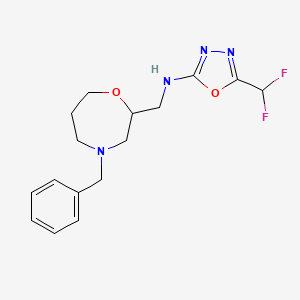 molecular formula C16H20F2N4O2 B7041689 N-[(4-benzyl-1,4-oxazepan-2-yl)methyl]-5-(difluoromethyl)-1,3,4-oxadiazol-2-amine 