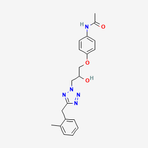 molecular formula C20H23N5O3 B7041727 N-[4-[2-hydroxy-3-[5-[(2-methylphenyl)methyl]tetrazol-2-yl]propoxy]phenyl]acetamide 