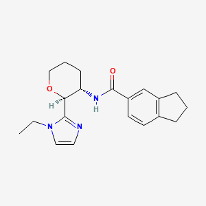 molecular formula C20H25N3O2 B7041757 N-[(2S,3S)-2-(1-ethylimidazol-2-yl)oxan-3-yl]-2,3-dihydro-1H-indene-5-carboxamide 