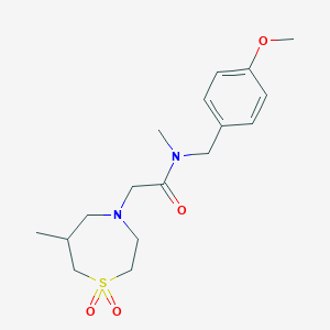 molecular formula C17H26N2O4S B7041797 N-[(4-methoxyphenyl)methyl]-N-methyl-2-(6-methyl-1,1-dioxo-1,4-thiazepan-4-yl)acetamide 