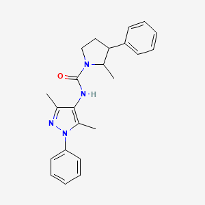 molecular formula C23H26N4O B7041846 N-(3,5-dimethyl-1-phenylpyrazol-4-yl)-2-methyl-3-phenylpyrrolidine-1-carboxamide 