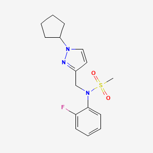 molecular formula C16H20FN3O2S B7041913 N-[(1-cyclopentylpyrazol-3-yl)methyl]-N-(2-fluorophenyl)methanesulfonamide 