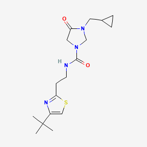 molecular formula C17H26N4O2S B7041919 N-[2-(4-tert-butyl-1,3-thiazol-2-yl)ethyl]-3-(cyclopropylmethyl)-4-oxoimidazolidine-1-carboxamide 