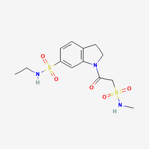 molecular formula C13H19N3O5S2 B7041926 N-ethyl-1-[2-(methylsulfamoyl)acetyl]-2,3-dihydroindole-6-sulfonamide 