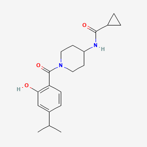 molecular formula C19H26N2O3 B7042163 N-[1-(2-hydroxy-4-propan-2-ylbenzoyl)piperidin-4-yl]cyclopropanecarboxamide 