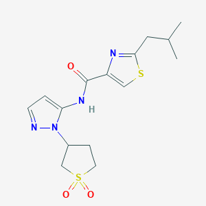molecular formula C15H20N4O3S2 B7042211 N-[2-(1,1-dioxothiolan-3-yl)pyrazol-3-yl]-2-(2-methylpropyl)-1,3-thiazole-4-carboxamide 
