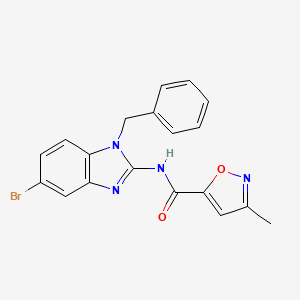 molecular formula C19H15BrN4O2 B7042219 N-(1-benzyl-5-bromobenzimidazol-2-yl)-3-methyl-1,2-oxazole-5-carboxamide 