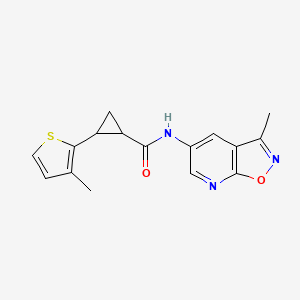 molecular formula C16H15N3O2S B7042264 N-(3-methyl-[1,2]oxazolo[5,4-b]pyridin-5-yl)-2-(3-methylthiophen-2-yl)cyclopropane-1-carboxamide 