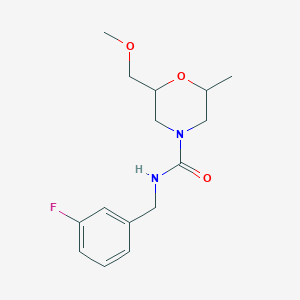 molecular formula C15H21FN2O3 B7042289 N-[(3-fluorophenyl)methyl]-2-(methoxymethyl)-6-methylmorpholine-4-carboxamide 