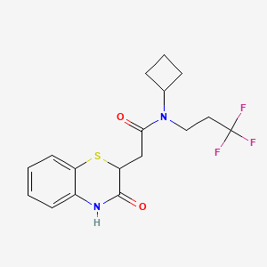 molecular formula C17H19F3N2O2S B7042362 N-cyclobutyl-2-(3-oxo-4H-1,4-benzothiazin-2-yl)-N-(3,3,3-trifluoropropyl)acetamide 