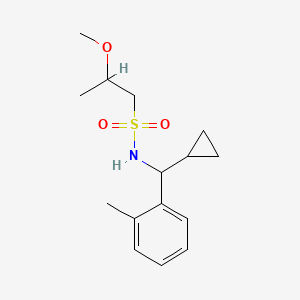 molecular formula C15H23NO3S B7042552 N-[cyclopropyl-(2-methylphenyl)methyl]-2-methoxypropane-1-sulfonamide 