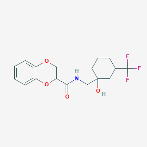 molecular formula C17H20F3NO4 B7042683 N-[[1-hydroxy-3-(trifluoromethyl)cyclohexyl]methyl]-2,3-dihydro-1,4-benzodioxine-3-carboxamide 