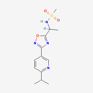 molecular formula C13H18N4O3S B7042705 N-[1-[3-(6-propan-2-ylpyridin-3-yl)-1,2,4-oxadiazol-5-yl]ethyl]methanesulfonamide 