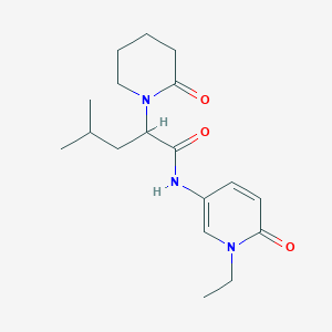 molecular formula C18H27N3O3 B7042752 N-(1-ethyl-6-oxopyridin-3-yl)-4-methyl-2-(2-oxopiperidin-1-yl)pentanamide 