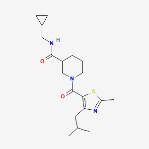 molecular formula C19H29N3O2S B7042761 N-(cyclopropylmethyl)-1-[2-methyl-4-(2-methylpropyl)-1,3-thiazole-5-carbonyl]piperidine-3-carboxamide 