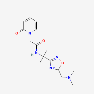 molecular formula C16H23N5O3 B7042780 N-[2-[5-[(dimethylamino)methyl]-1,2,4-oxadiazol-3-yl]propan-2-yl]-2-(4-methyl-2-oxopyridin-1-yl)acetamide 