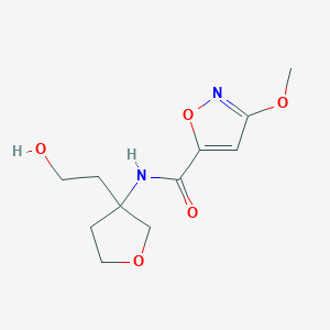 molecular formula C11H16N2O5 B7042879 N-[3-(2-hydroxyethyl)oxolan-3-yl]-3-methoxy-1,2-oxazole-5-carboxamide 