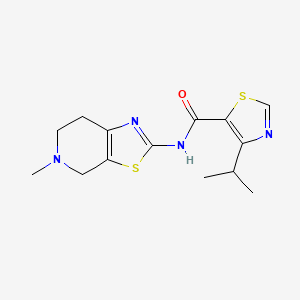 molecular formula C14H18N4OS2 B7043109 N-(5-methyl-6,7-dihydro-4H-[1,3]thiazolo[5,4-c]pyridin-2-yl)-4-propan-2-yl-1,3-thiazole-5-carboxamide 
