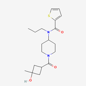 molecular formula C19H28N2O3S B7043170 N-[1-(3-hydroxy-3-methylcyclobutanecarbonyl)piperidin-4-yl]-N-propylthiophene-2-carboxamide 