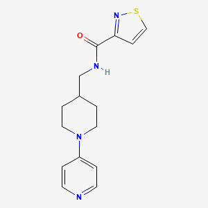 molecular formula C15H18N4OS B7043173 N-[(1-pyridin-4-ylpiperidin-4-yl)methyl]-1,2-thiazole-3-carboxamide 