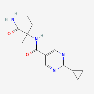 molecular formula C15H22N4O2 B7043228 N-(3-carbamoyl-2-methylpentan-3-yl)-2-cyclopropylpyrimidine-5-carboxamide 