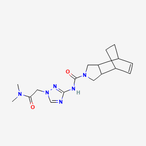 molecular formula C17H24N6O2 B7043317 N-[1-[2-(dimethylamino)-2-oxoethyl]-1,2,4-triazol-3-yl]-4-azatricyclo[5.2.2.02,6]undec-8-ene-4-carboxamide 