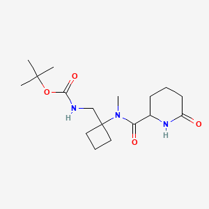 molecular formula C17H29N3O4 B7043380 tert-butyl N-[[1-[methyl-(6-oxopiperidine-2-carbonyl)amino]cyclobutyl]methyl]carbamate 