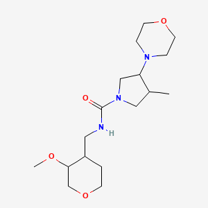 molecular formula C17H31N3O4 B7043453 N-[(3-methoxyoxan-4-yl)methyl]-3-methyl-4-morpholin-4-ylpyrrolidine-1-carboxamide 