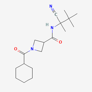 molecular formula C18H29N3O2 B7043478 N-(2-cyano-3,3-dimethylbutan-2-yl)-1-(cyclohexanecarbonyl)azetidine-3-carboxamide 