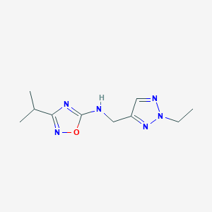 molecular formula C10H16N6O B7043612 N-[(2-ethyltriazol-4-yl)methyl]-3-propan-2-yl-1,2,4-oxadiazol-5-amine 