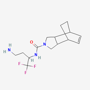 molecular formula C15H22F3N3O B7043679 N-(4-amino-1,1,1-trifluorobutan-2-yl)-4-azatricyclo[5.2.2.02,6]undec-8-ene-4-carboxamide 