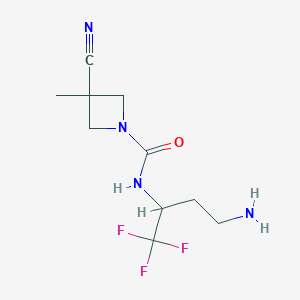 molecular formula C10H15F3N4O B7043682 N-(4-amino-1,1,1-trifluorobutan-2-yl)-3-cyano-3-methylazetidine-1-carboxamide 