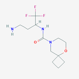 molecular formula C12H20F3N3O2 B7043694 N-(4-amino-1,1,1-trifluorobutan-2-yl)-5-oxa-8-azaspiro[3.5]nonane-8-carboxamide 