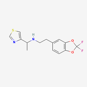 molecular formula C14H14F2N2O2S B7044768 N-[2-(2,2-difluoro-1,3-benzodioxol-5-yl)ethyl]-1-(1,3-thiazol-4-yl)ethanamine 