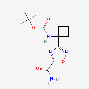 molecular formula C12H18N4O4 B7045026 tert-butyl N-[1-(5-carbamoyl-1,2,4-oxadiazol-3-yl)cyclobutyl]carbamate 