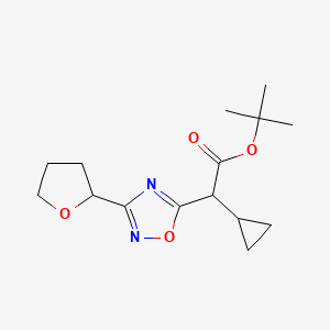 molecular formula C15H22N2O4 B7045037 Tert-butyl 2-cyclopropyl-2-[3-(oxolan-2-yl)-1,2,4-oxadiazol-5-yl]acetate 